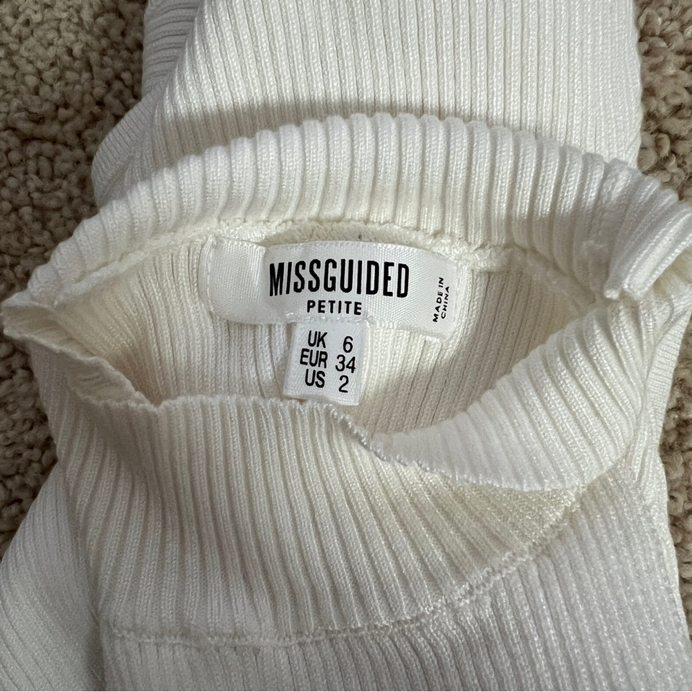 Missguided Cream Ribbed Bodysuit